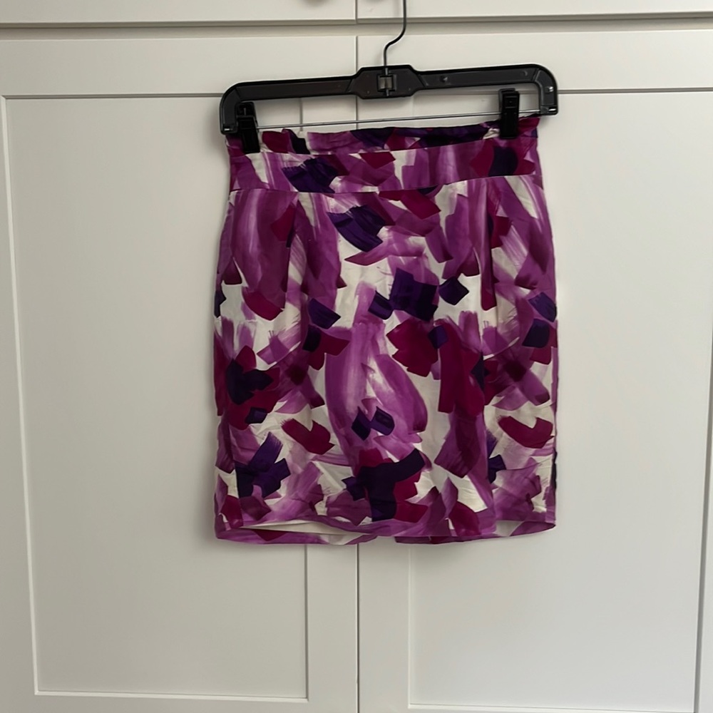 Pink and purple straight mini skirt
